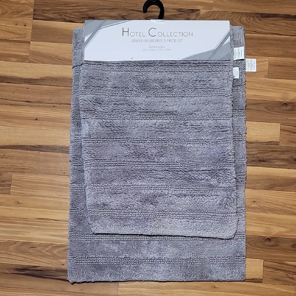 Hotel Collection Striped Gray Door Mat
